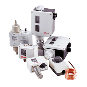 pressure-controls-and-thermostats-danfoss-supplied-by-mpcc Danfoss pressure controls and thermostats, supplied by MPCC, designed for precise pressure and temperature regulation in HVAC, refrigeration, and industrial automation systems